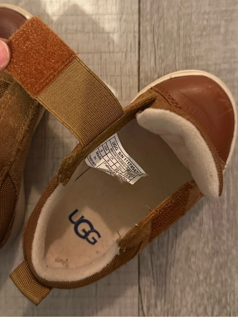 UGG Baby Boy Brown Suede & Leather Velcro Sneakers